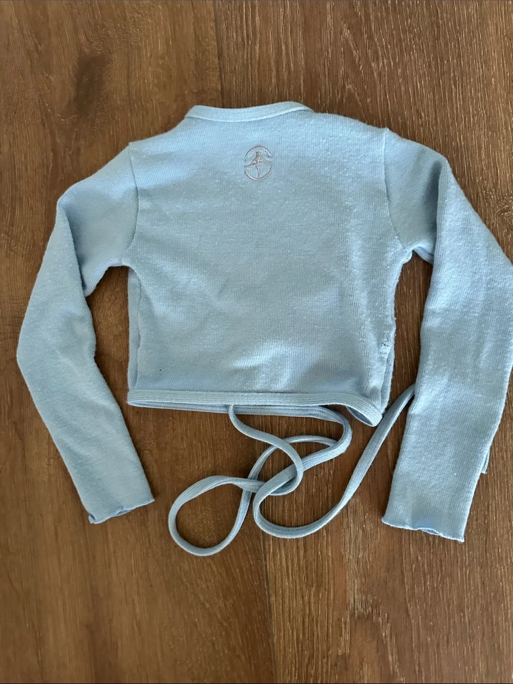 Wear Moi ballet Light Blue Wrap Crop wrap with Ties. Size 6-8.